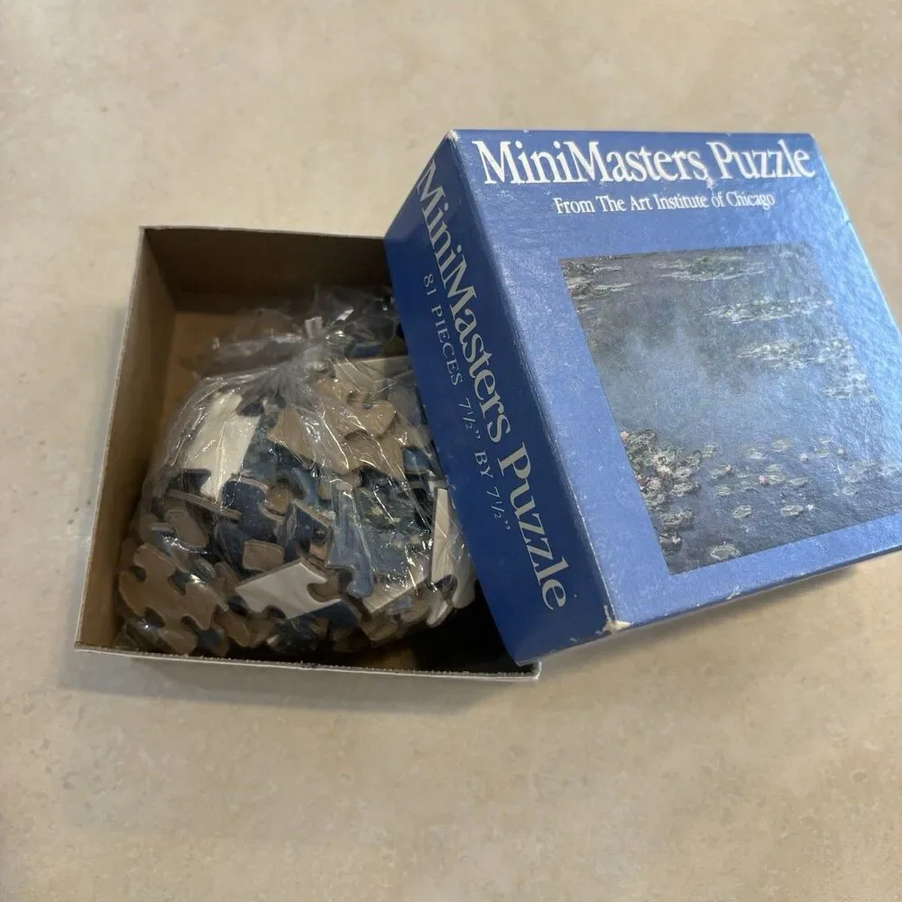 Mini Masters Monet Water Lilies Jigsaw Puzzle 7”X 7” Complete 81 pcs Vintage